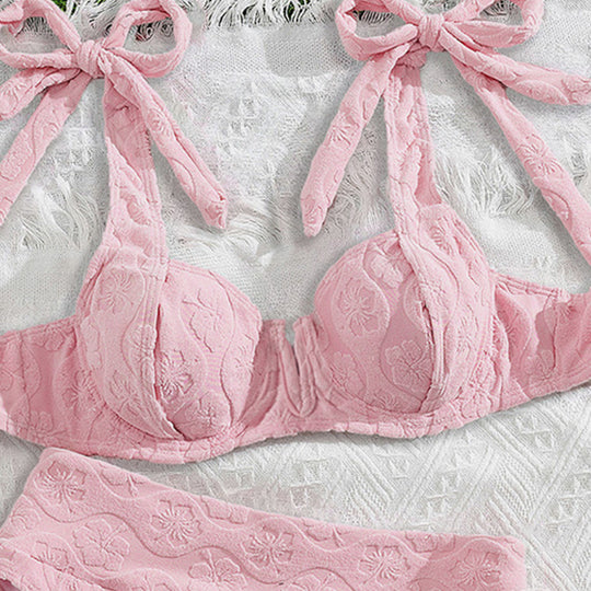 Damen Push-Up-Bikini mit floralem Textildesign EB