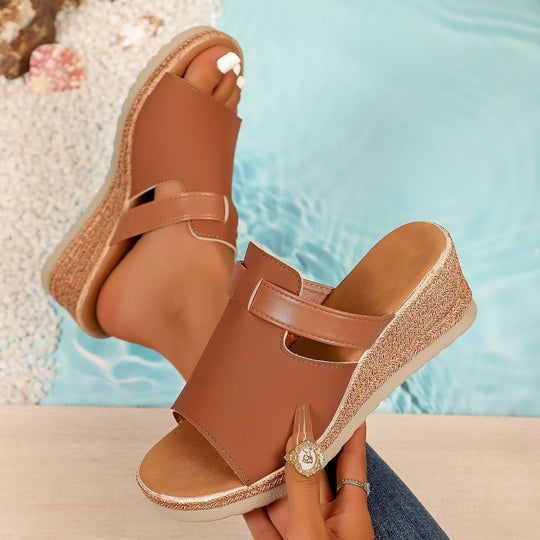 Damen Wedge-Pantoletten mit verstellbarem Riemen und ergonomischem Fußbett EB