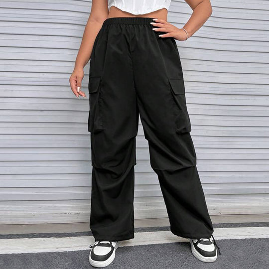 Damen Cargohose mit seitlichen Taschen und elastischem Bund EB