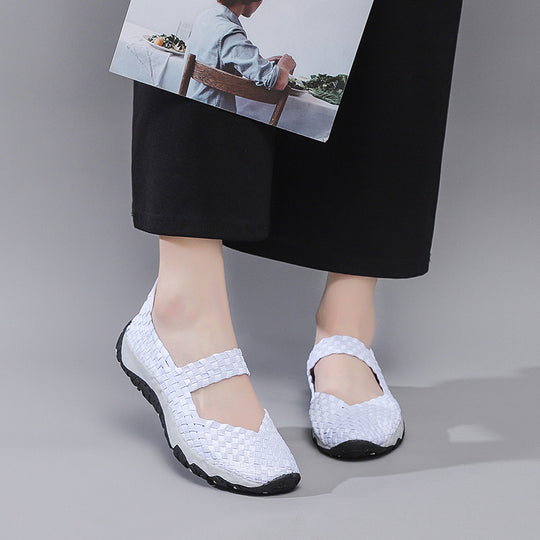 Damen Bequeme und luftige Ballerinas mit elastischem Riemen EB