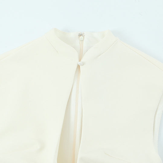 Damen ärmelloses Designer-Kleid mit dekorativem Ausschnitt und figurbetontem Schnitt EB