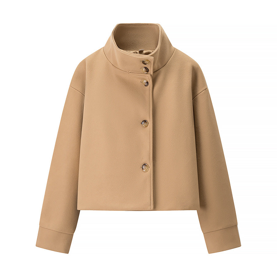 Damen elegante Kurzjacke mit hohem Kragen und dekorativen Knöpfen EB