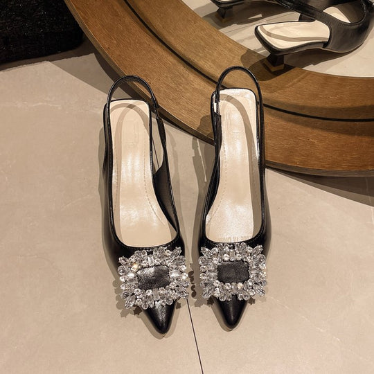 Damen Slingback Pumps mit Strassbesetztem Detail EB