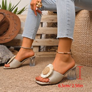 Damen elegante Sandalen mit floraler Applikation EB