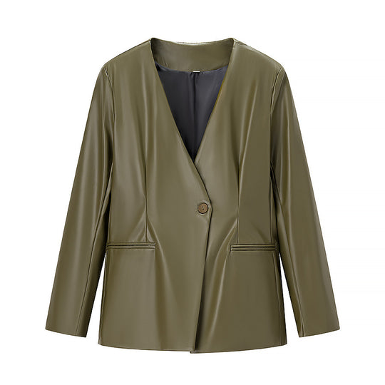 Damen elegante Kunstlederjacke EB
