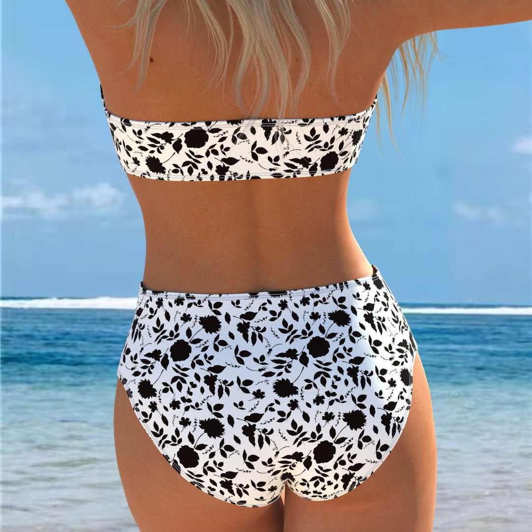 Damen Bikini-Set mit Bandeau-Oberteil und hohem Taillenbund EB