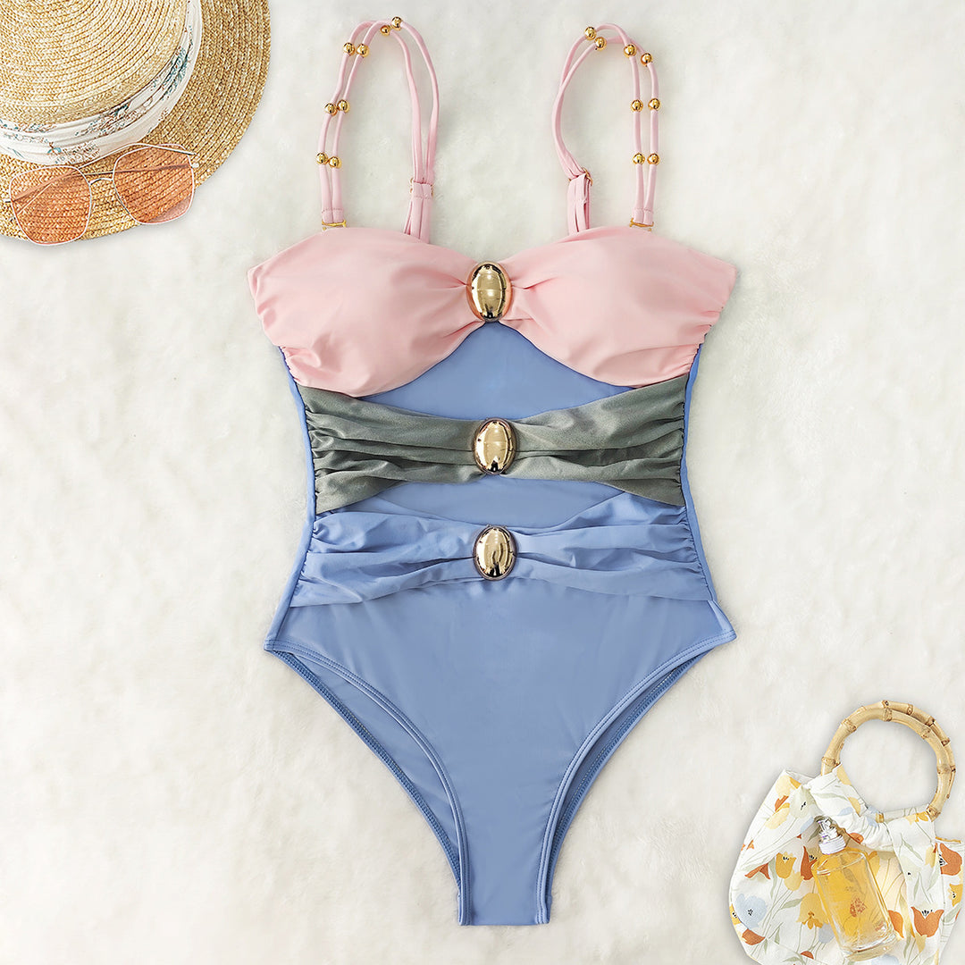 Damen Einteiler-Badeanzug mit raffinierten Cut-Outs und dekorativen Metallakzenten EB