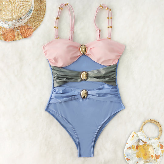 Damen Einteiler-Badeanzug mit raffinierten Cut-Outs und dekorativen Metallakzenten EB