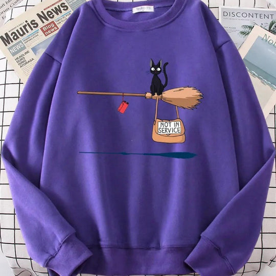 Damen Sweatshirt mit kreativem Katzenmotiv EB