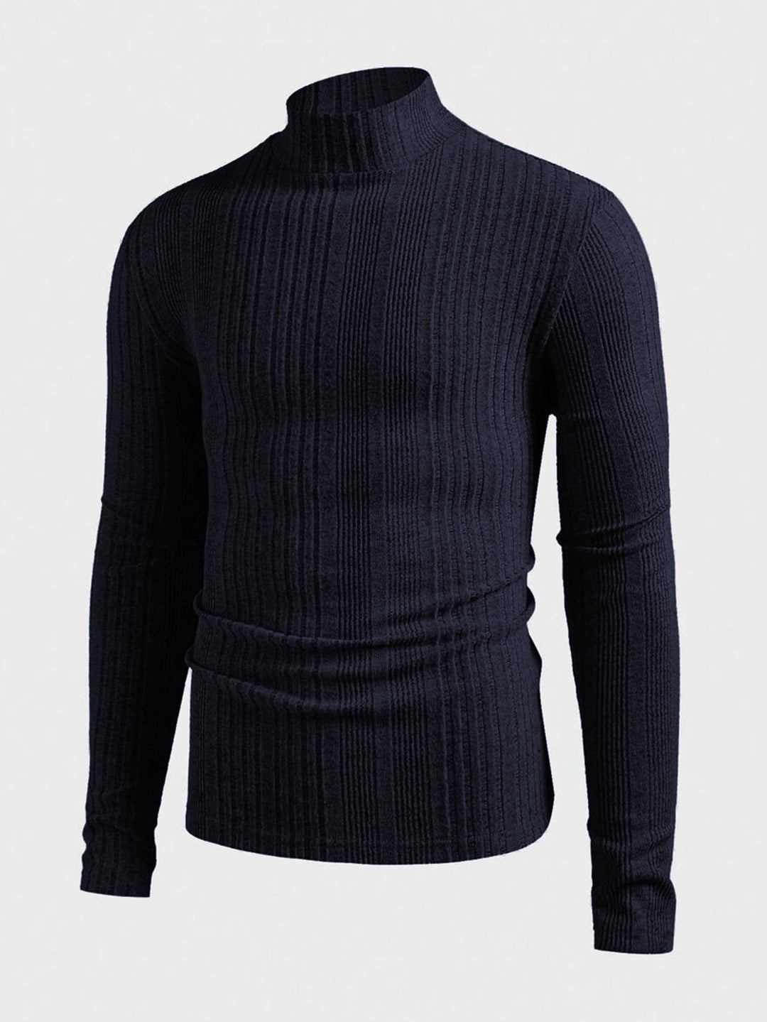 Herren Strickpullover mit hohem Kragen und Rippstruktur EB