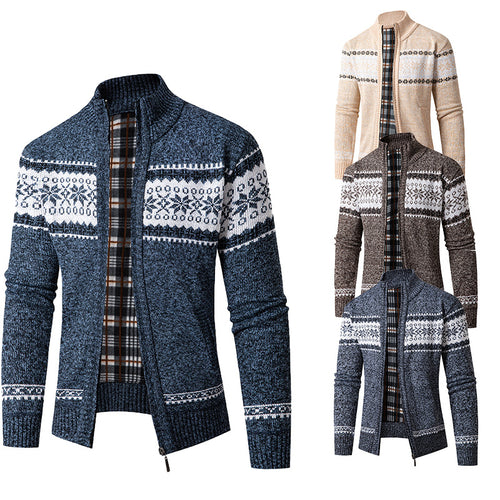 Herren Strickjacke mit hohem Kragen und modernem Zipper EB