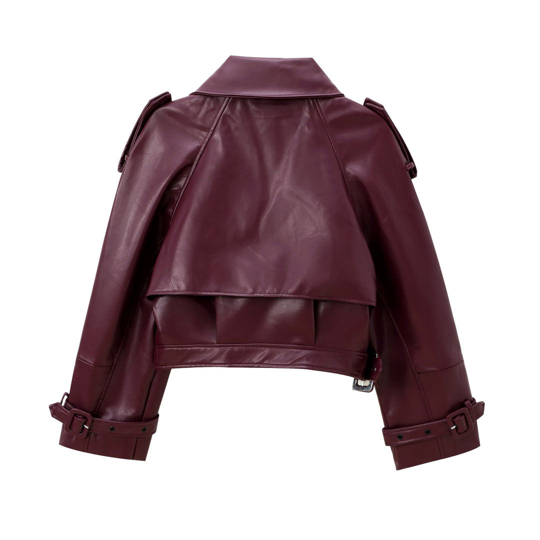 Damen cropped jacke im eleganten Design mit breitem Revers und praktischen Taschen EB