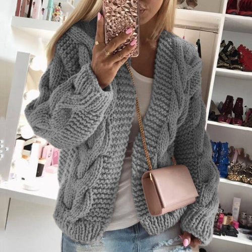 Damen Strickcardigan mit eleganten Kabelmustern EB