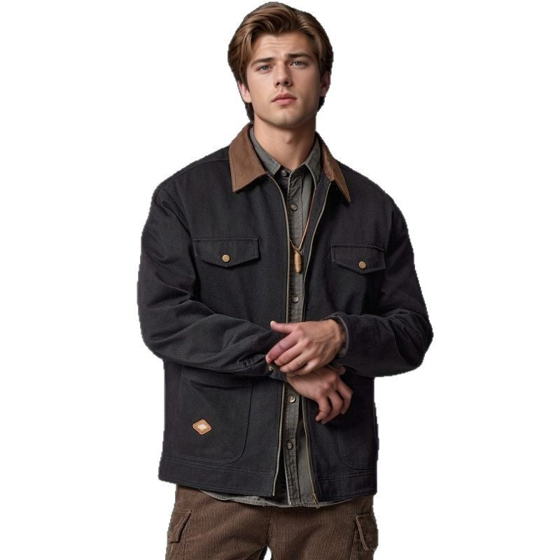 Herren lässige Utility-Jacke mit praktischen Klappentaschen und Reißverschluss EB