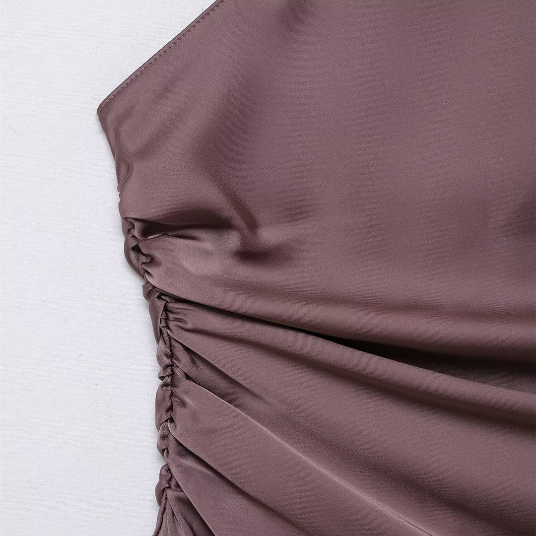 Damen asymmetrisches Top mit elegantem Halsschleifen-Design und Raffungen EB