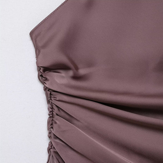 Damen asymmetrisches Top mit elegantem Halsschleifen-Design und Raffungen EB