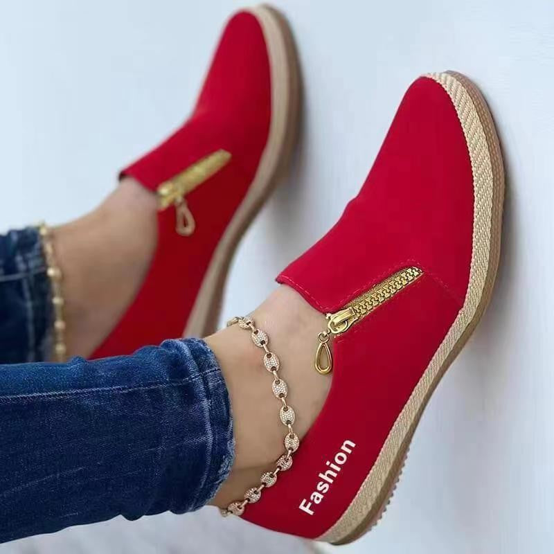 Damen Modische Slip-On Schuhe mit goldenen Akzenten EB