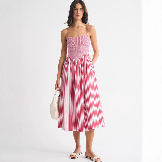 Damen Maxikleid mit floralem Design und elastischem Bund EB