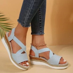 Damen Wedge-Sandalen mit geflochtenem Riemedesign EB