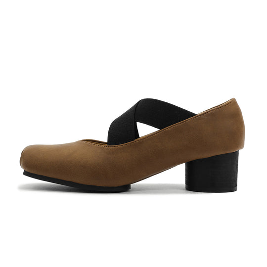 Damen elegante Ballerinas mit elastischen Riemen und glänzender Leder-Oberfläche EB
