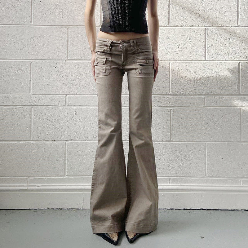 Damen Flared Cargo-Hose mit modischem Schnitt und praktischen Taschen EB
