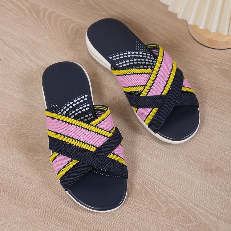 Damen Komfortable Clogs mit gekreuzten Riemen und stoßdämpfender Sohle EB