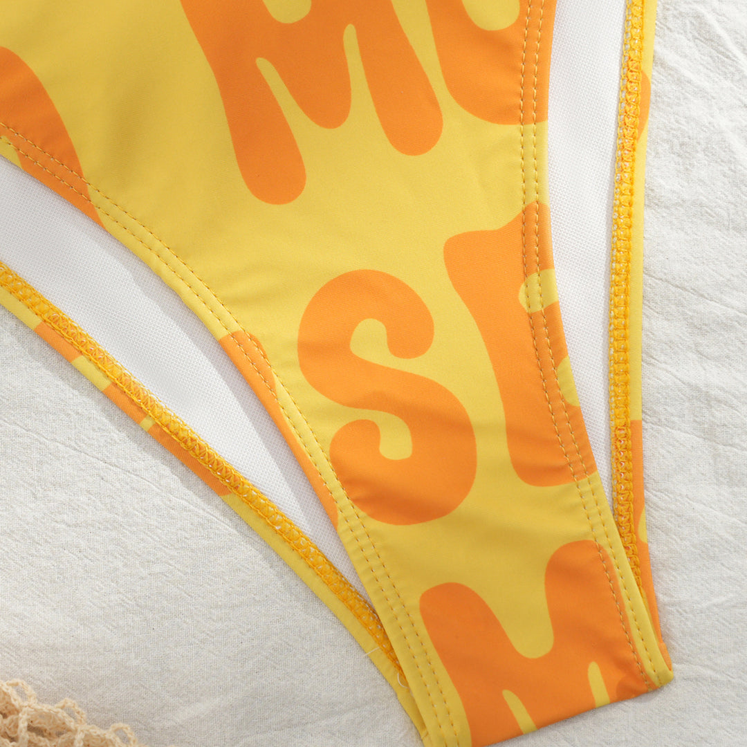 Damen Bikini-Set mit verspieltem Farbmuster und verstellbaren Bändern EB