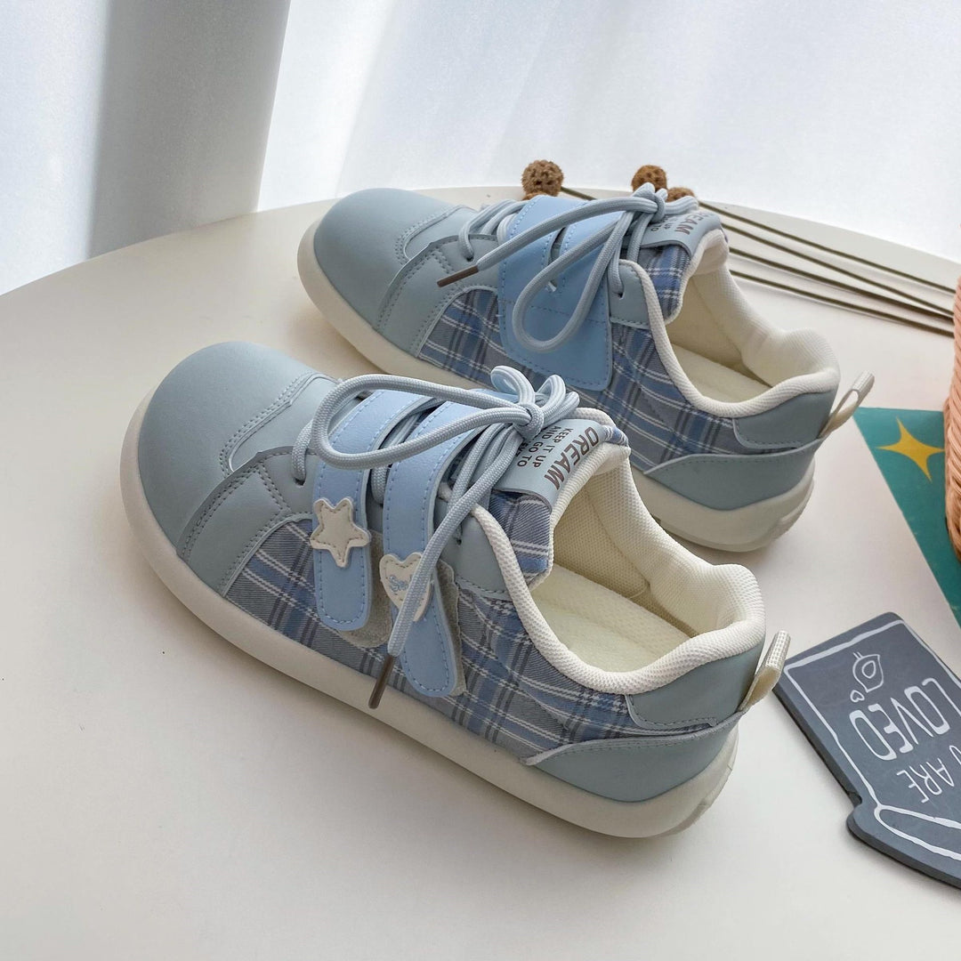 Damen Sneakers mit innovativem Karomuster und verstellbarem Klettverschluss EB