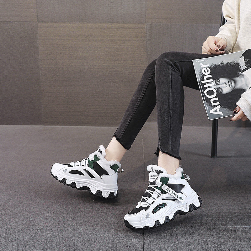 Damen modische Winter Sneakers mit kuscheligem Innenfutter und robustem Profil EB