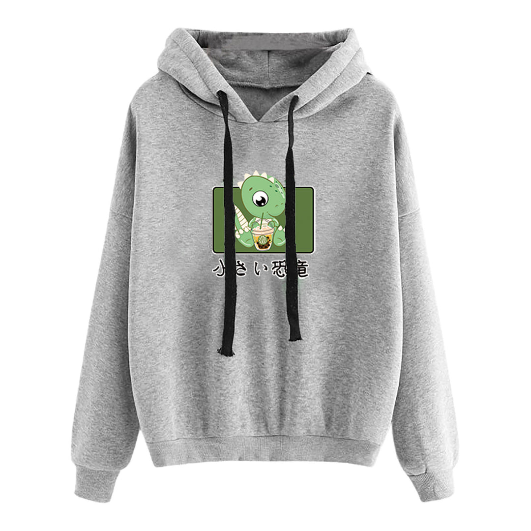 Damen nan kurz geschnittener Cropped-Kapuzenpullover mit niedlicher Frosch-Illustration und verstellbarer Kapuze EB