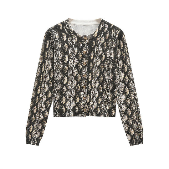 Damen Strickjacke mit Schlangenmuster EB