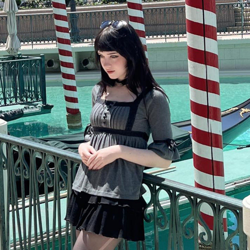Damen Top mit Spitzenakzenten und lässigem Schnitt EB