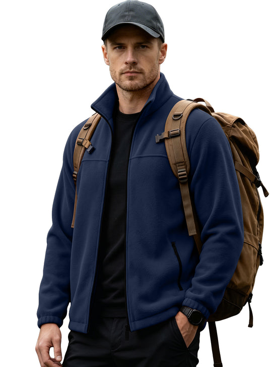 Herren Leichte Outdoor-Fleecejacke mit Stehkragen und Reißverschlusstaschen EB