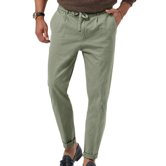 Herren entspannte Chinohose mit verstellbarem Kordelzug und seitlichen Taschen EB