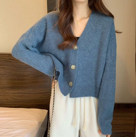 Damen Komfortabler Strickcardigan mit Knopfdetails und feiner Struktur EB