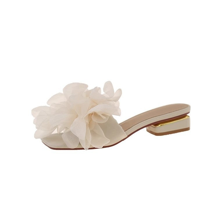 Damen elegante Mules mit floralen Applikationen EB