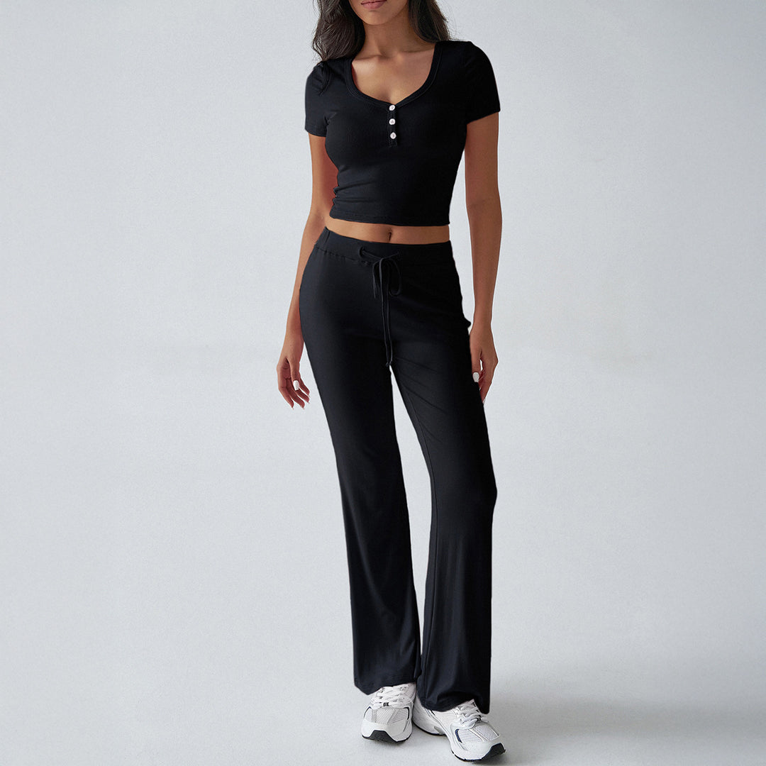 Damen Kombinations-Set mit cropped Oberteil und weiten Hosen EB