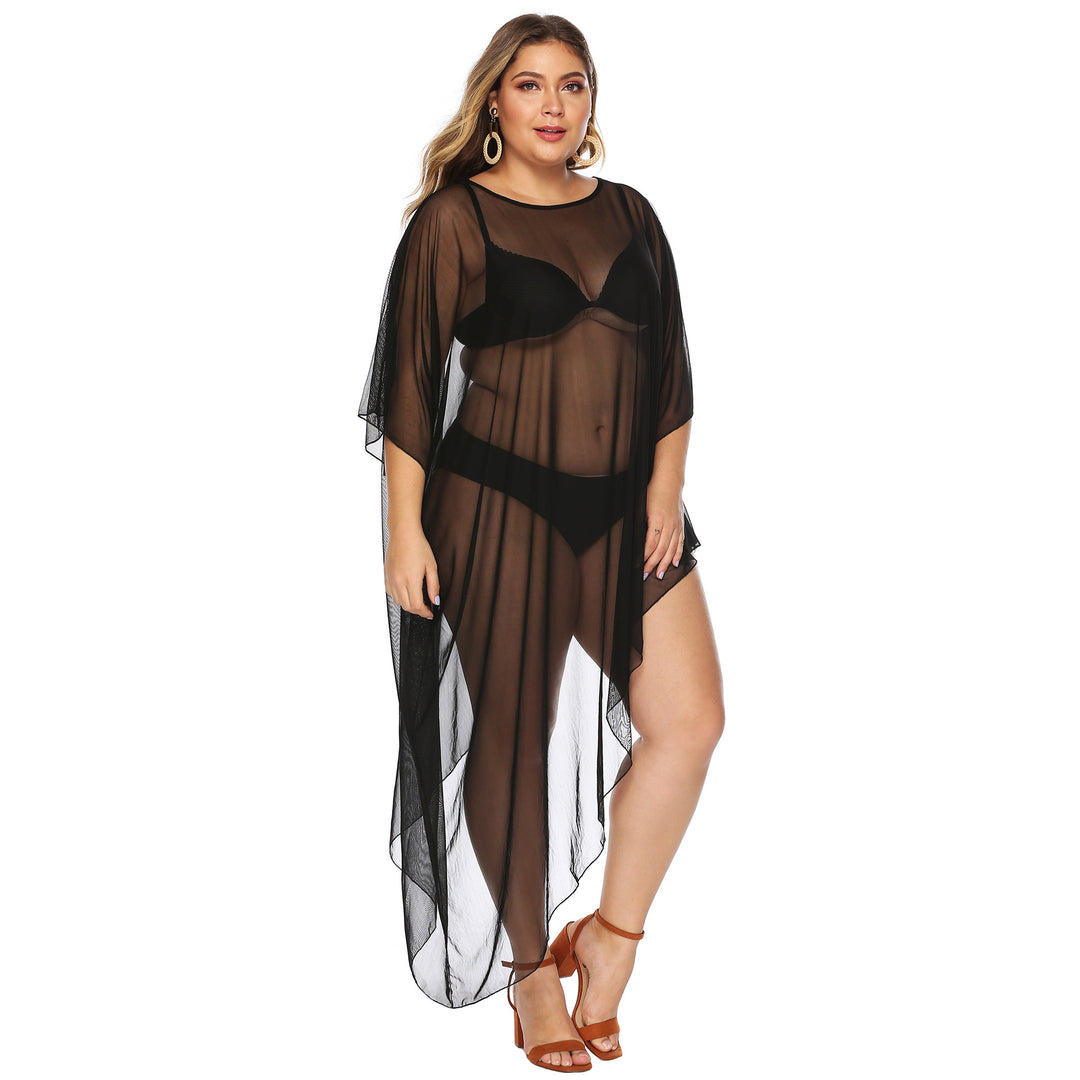 Damen eleganter Strandüberwurf aus leichtem Netzmaterial EB