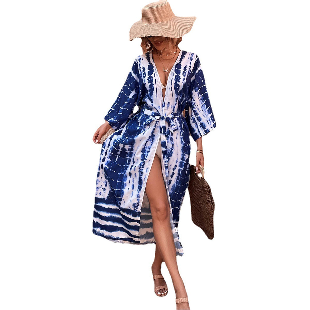 Damen Wickel-Kimono-Überwurf mit praktischem Bindegürtel EB
