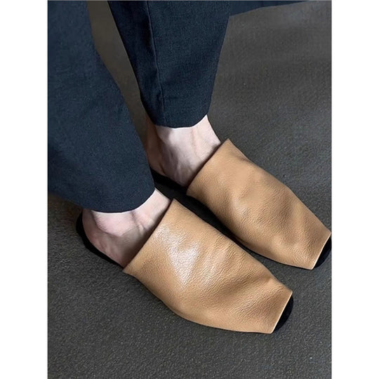 Damen Offene Mules aus weichem Leder EB