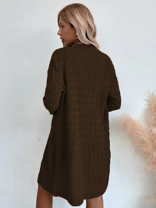 Damen Großer Strickmantel mit strukturiertem Muster und lässigem Schnitt EB