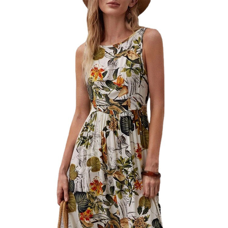 Damen Maxikleid mit floralem Design und eleganter Silhouette EB