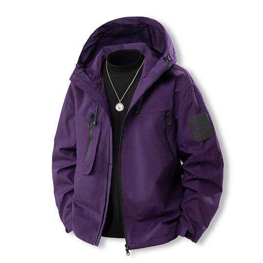 Herren wasserfeste Multifunktionsjacke mit Kapuze und praktischen Taschen EB