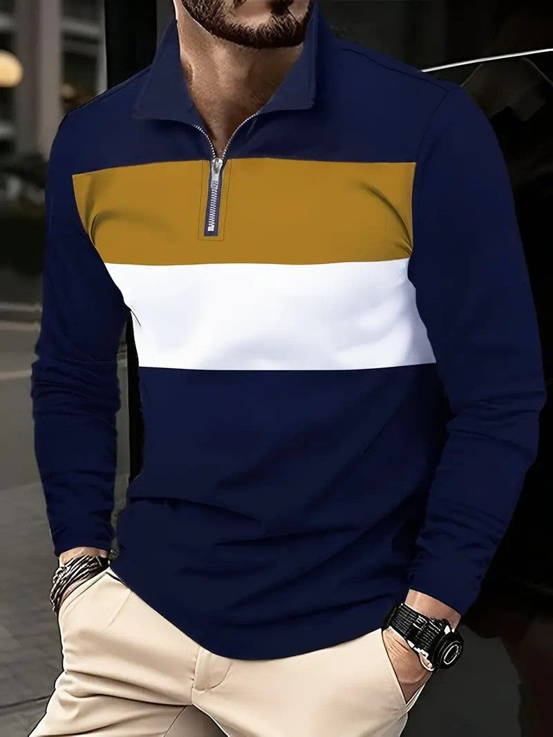 Herren Freizeitpullover mit modernem Reißverschluss EB