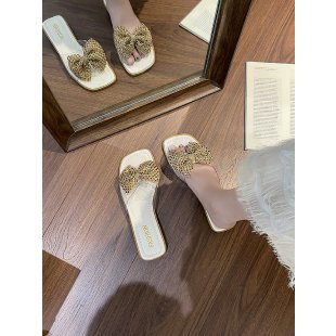 Damen Riemchen-Sandalen mit glamourösen Schleifen und Strass-Applikationen EB