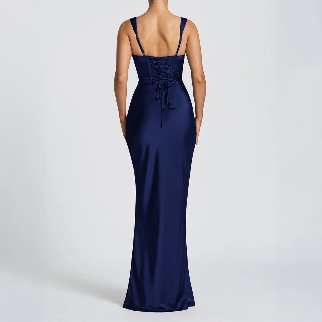 Damen Maxikleid mit elegantem Quadrat-Ausschnitt und figurformendem Design EB