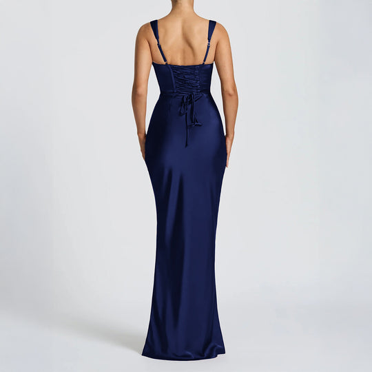 Damen Maxikleid mit elegantem Quadrat-Ausschnitt und figurformendem Design EB