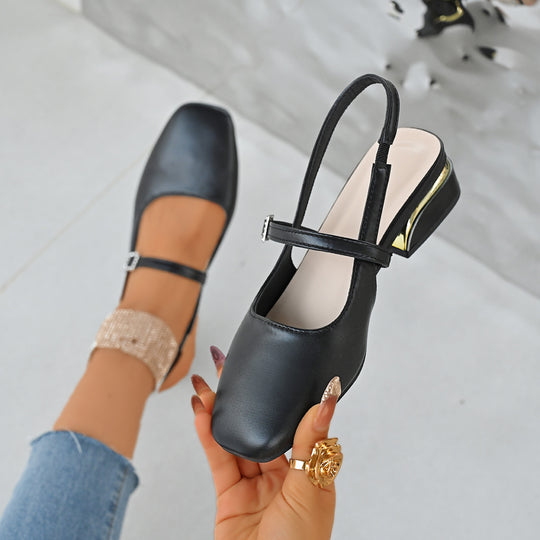 Damen Slingback-Ballerinas mit eleganter Schnallenverzierung und Komfortabsatz EB