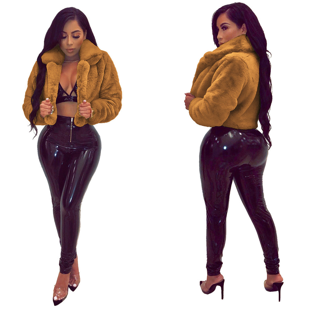 Damen Elegante und modische Kurzjacke aus hochwertigem Kunstpelz EB