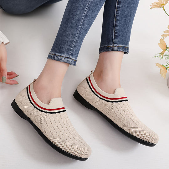 Damen atmungsaktive Slip-On Sneakers mit elastischem Kragen EB